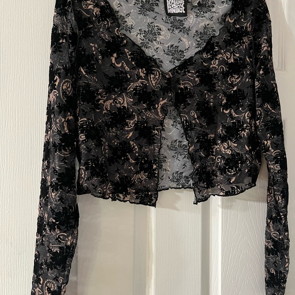 Reclaimed Vintage Size 8 Skirt And Shirt Lace Black/gold See Thought, made - Picture 6 of 14